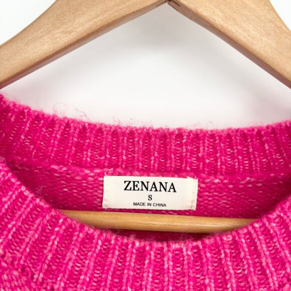 Zenana NWOT Bright Pink Balloon Sleeve Pullover Sweater Size S - Picture 6 of 7